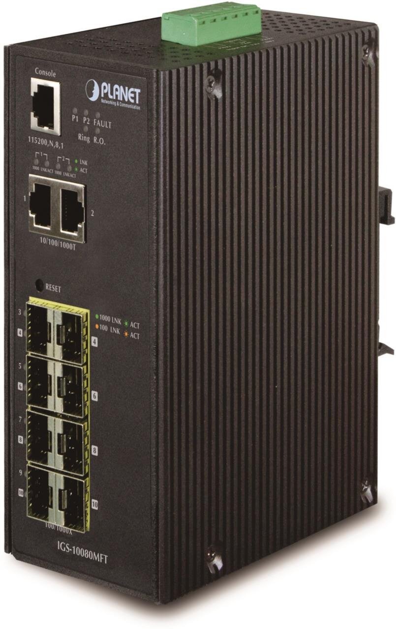 IP30 Industrial 8Port Gbit SFP + 2Port Gbit managed Switch