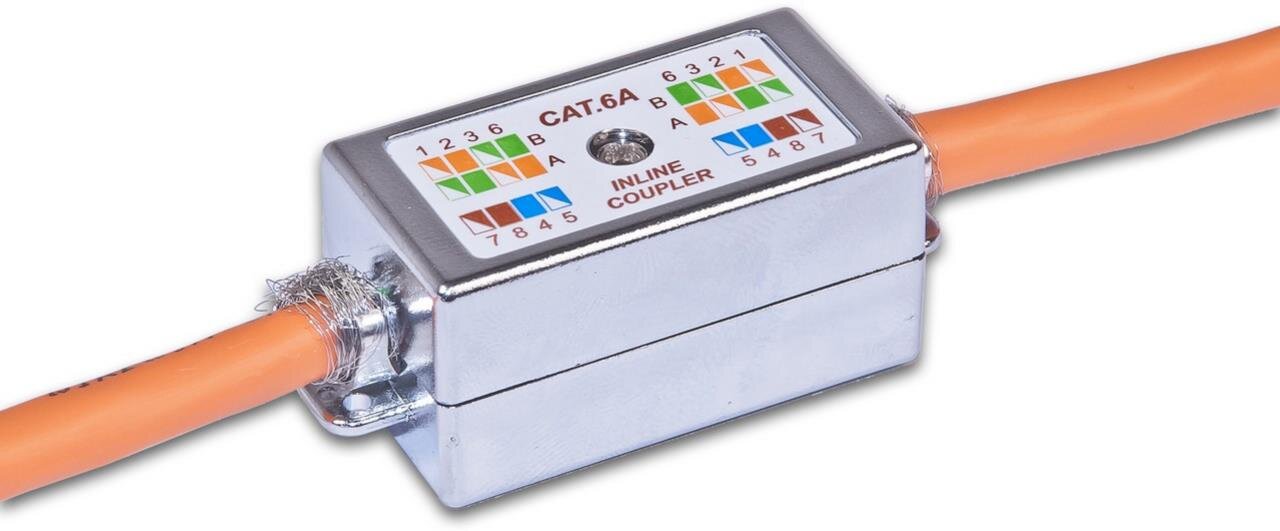 KAT6A Modul zur Verbindung von 2 Verlegekabeln, toolless