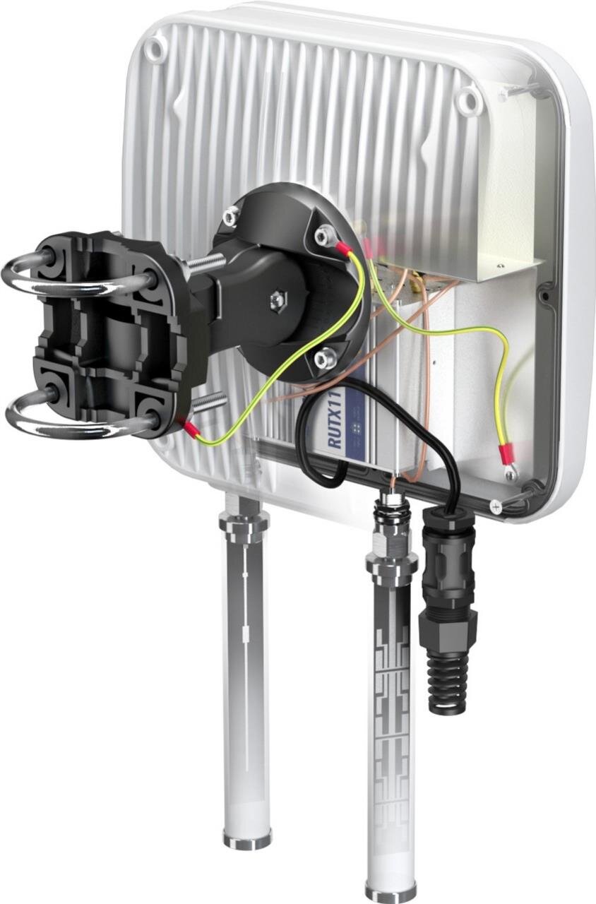 QuMax für RUTX11, IP67 Outdoor Gehäuse mit LTE Richt-, WiFi, BT & GPS Antenne