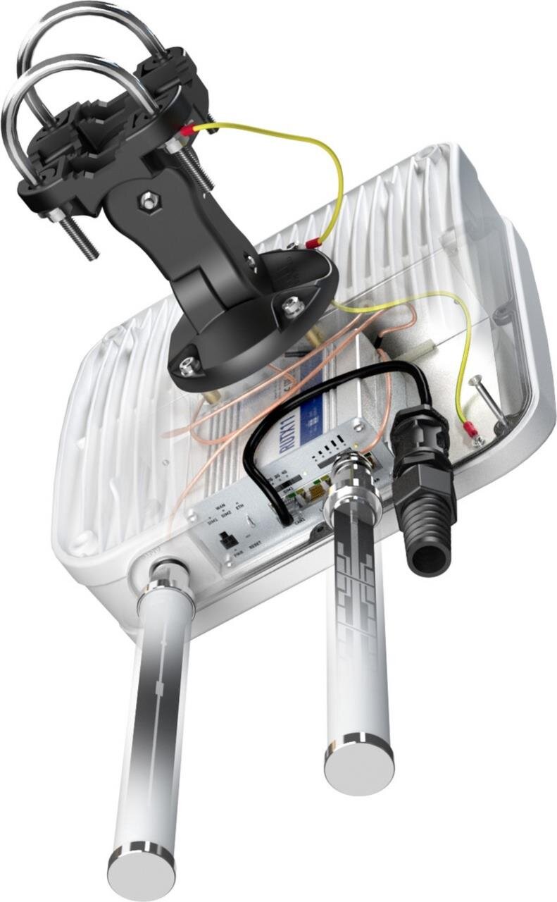 QuMax für RUTX11, IP67 Outdoor Gehäuse mit LTE Richt-, WiFi, BT & GPS Antenne