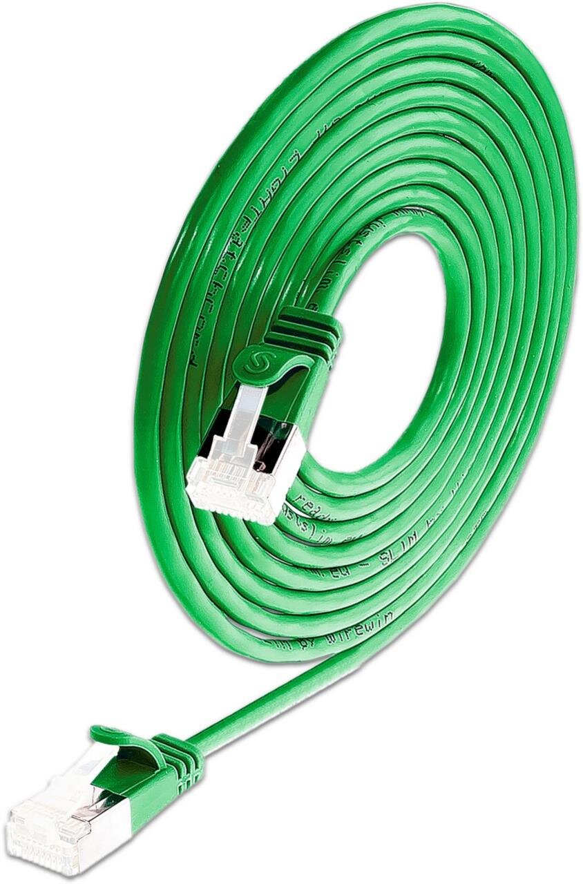 KAT6A 10 Gigabit Lightpatchkabel rund, U/FTP, Ø 3,8mm, grün 