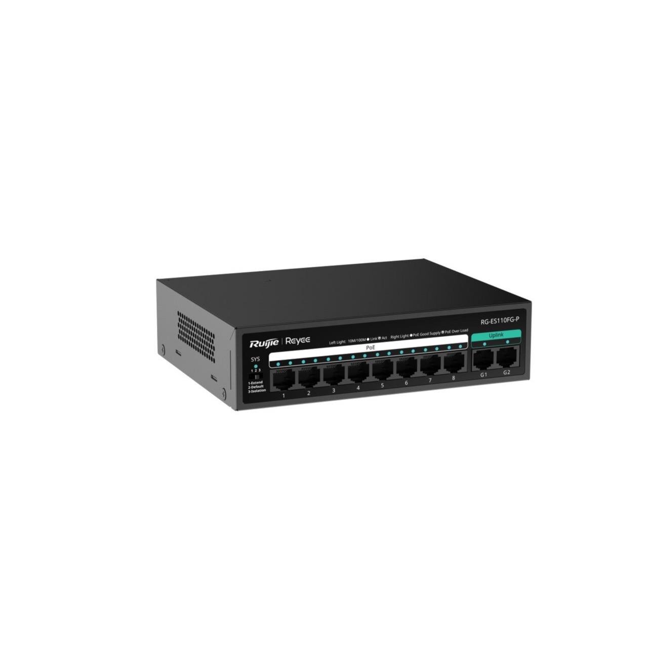 Reyee 10-Port 10/100Mbps, 2x 1Gbit Uplink, unmanaged PoE Switch, 110W