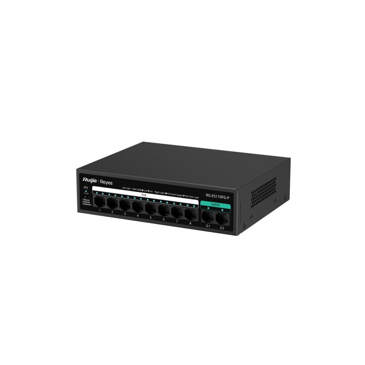 Reyee 10-Port 10/100Mbps, 2x 1Gbit Uplink, unmanaged PoE Switch, 110W