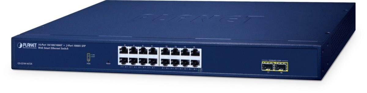 16-Port 10/100/1000T + 2-Port 1000X SFP Web Smart Ethernet Switch
