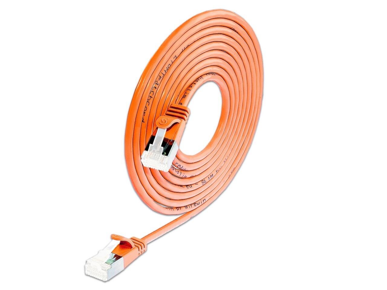 KAT6A 10 Gigabit Lightpatchkabel rund, U/FTP, Ø 3,8mm, orange 