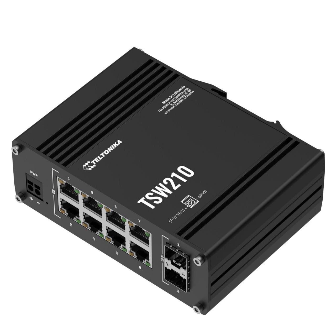 IP30 Industrie 8-Port 1Gbit, 2-Port SFP unmanaged Switch, -40°C - +75°C