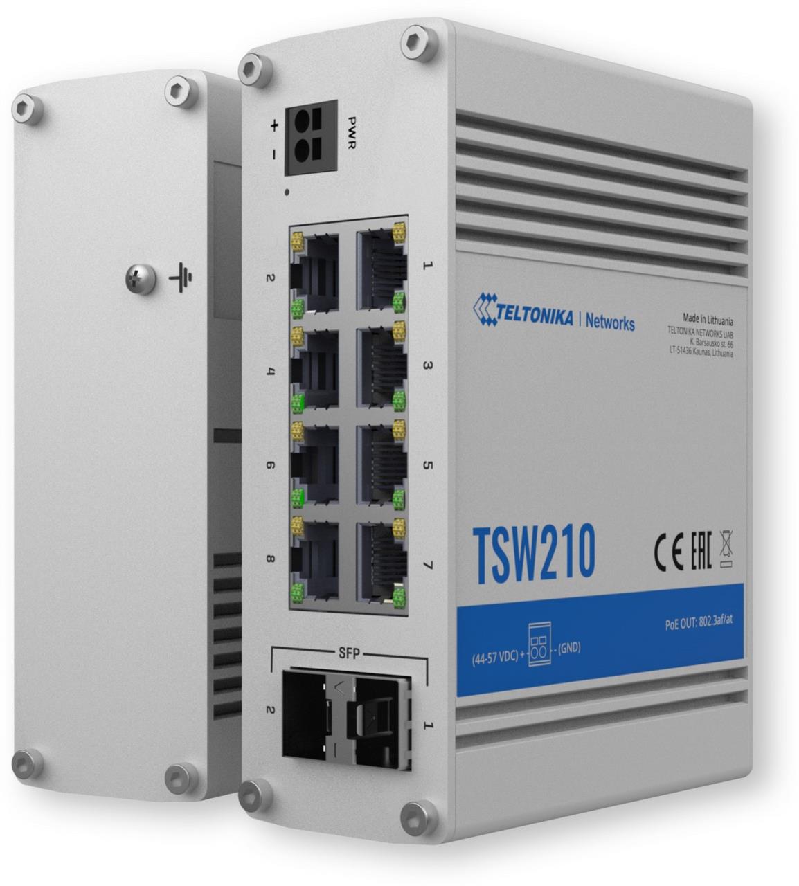 IP30 Industrie 8-Port 1Gbit, 2-Port SFP unmanaged Switch, -40°C - +75°C