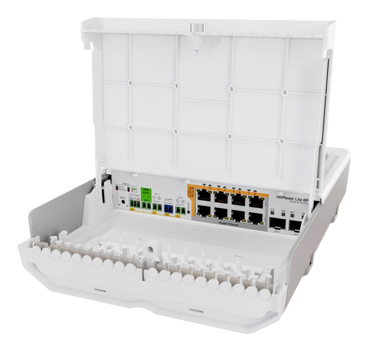 netPower Lite 8P - Outdoor Reverse PoE switch mit Gigabit Ethernet und 10G SFP+