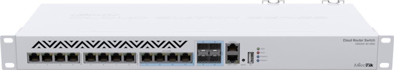 CRS312-4C+8XG-RM 10Gb RJ45 Switch, 8x 10Gb RJ45, 4x Combo 10Gb/SFP, Dual Power