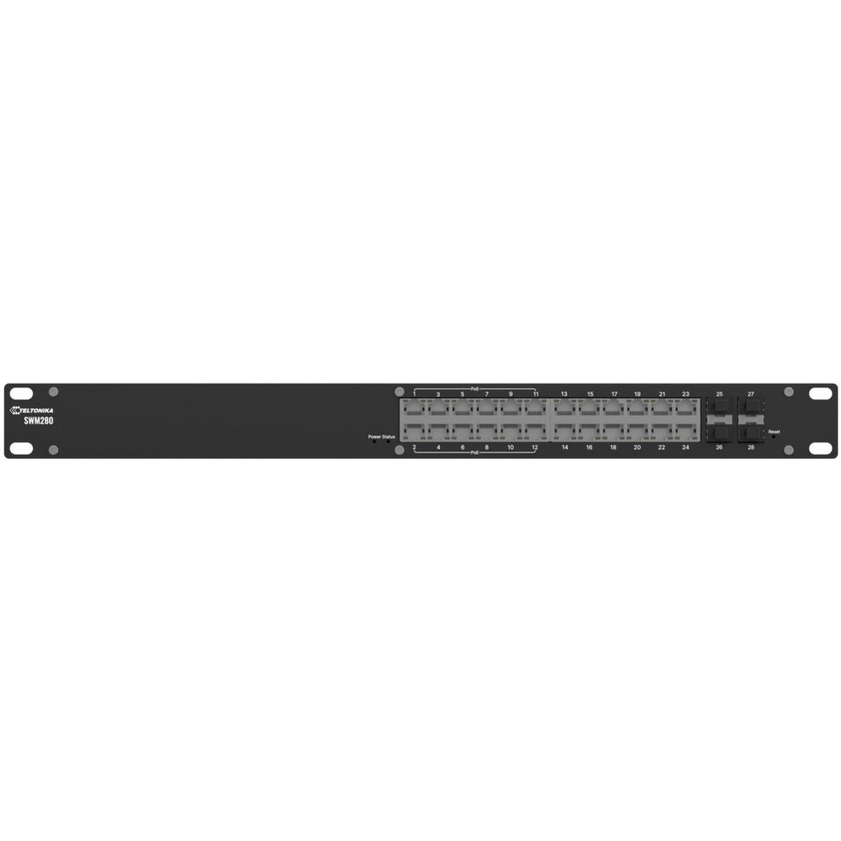 Industrie 24-Port PoE+ managed Layer2 Switch, 4x SFP, RMS, IP30