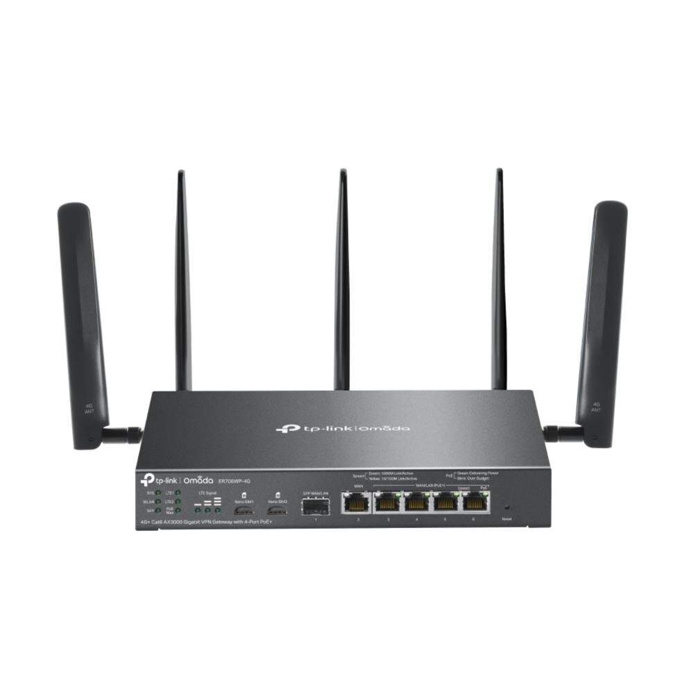 Omada 4G+ Cat6 AX3000 Gigabit VPN Gateway mit 4-Port PoE+