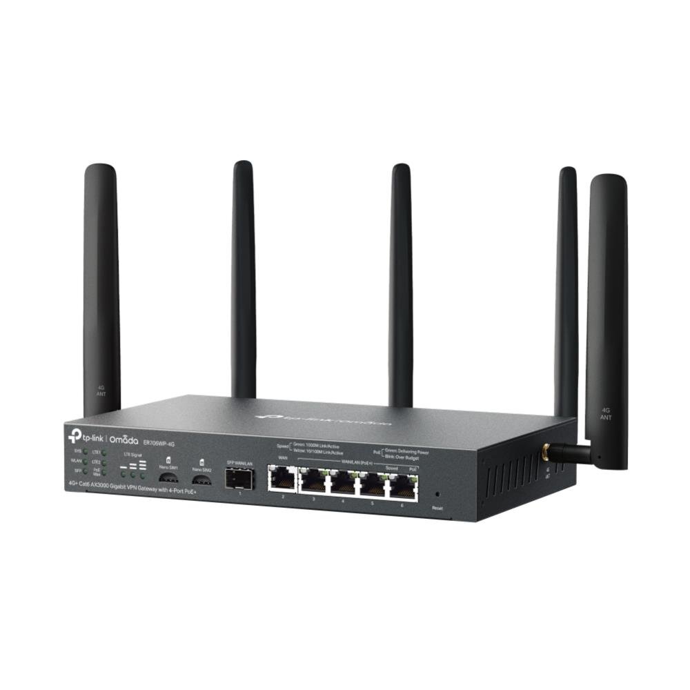 Omada 4G+ Cat6 AX3000 Gigabit VPN Gateway mit 4-Port PoE+
