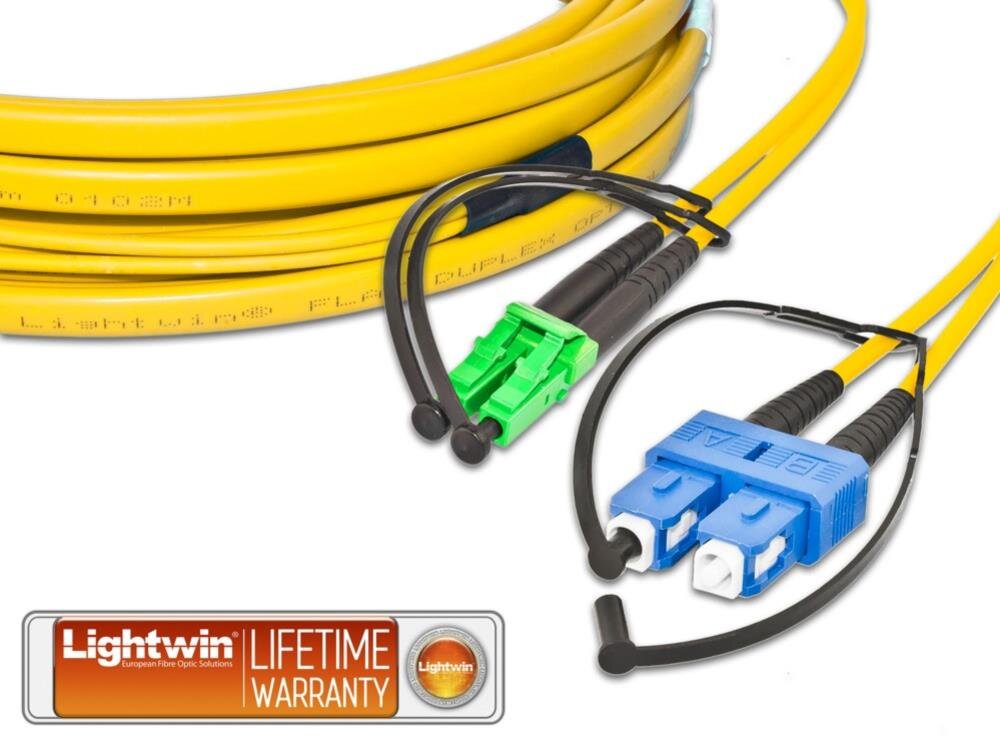 High Quality Flat-Duplex LWL Patchkabel, SM, LC/APC - SC