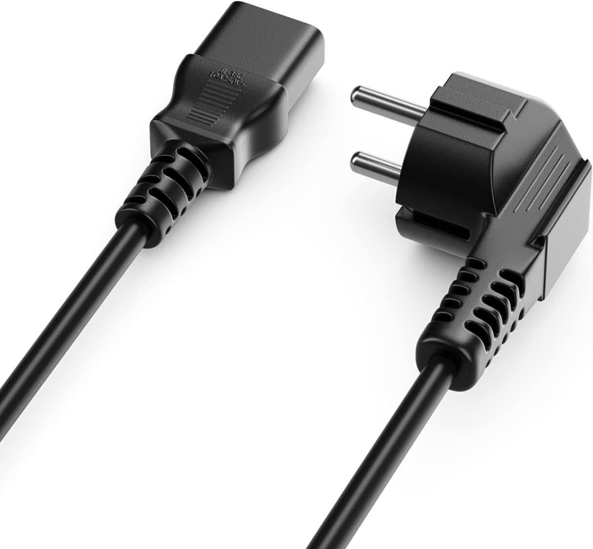 Kaltgerätekabel - Netzkabel - Stromkabel, Schukostecker gewinkelt, C13 Kupplung