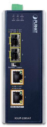 IP30 Industrial 2Port 100/1000X SFP to 2Port 1Gbit 802.3bt PoE++ Media Converter