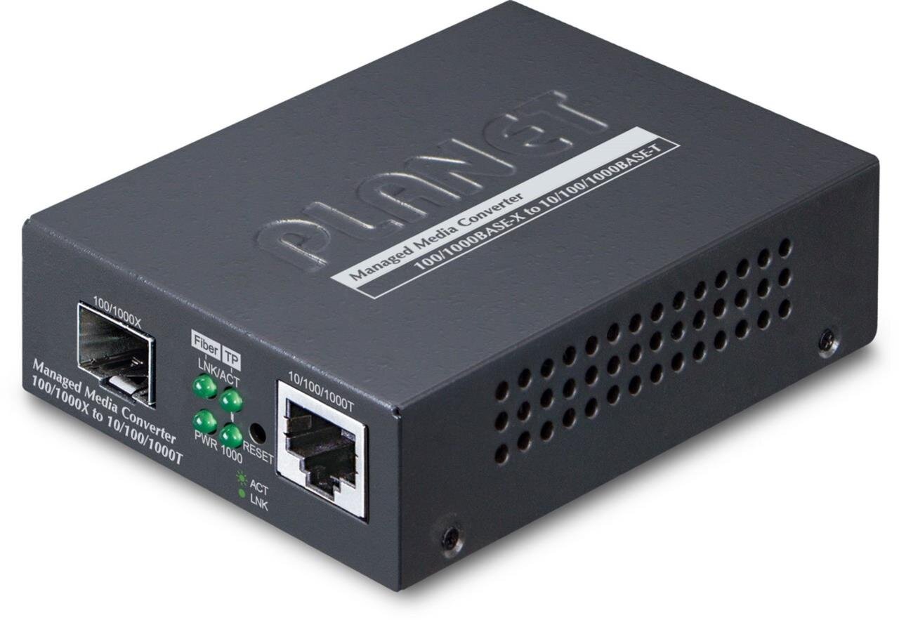 Web/SNMP Manageable 10/100/1000BASE-T to 100/1000BASE-X SFP Media Converter