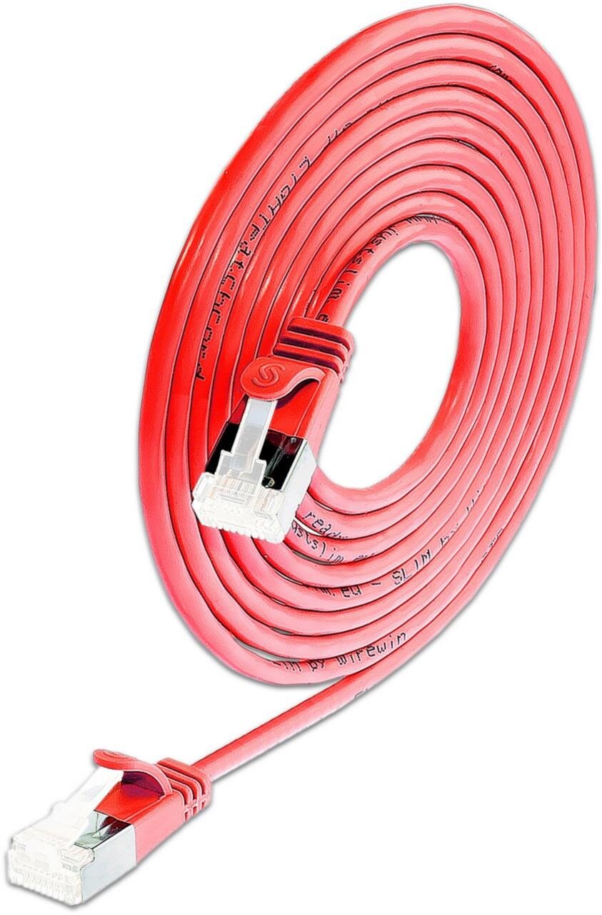 KAT6A 10 Gigabit Lightpatchkabel, 0,25m, U/FTP, Ø 3,8mm, rot, 50-Pack