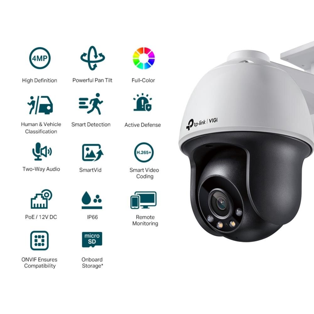 VIGI 4MP Outdoor Full-Color Pan Tilt Netzwerk Kamera, 4.0 mm