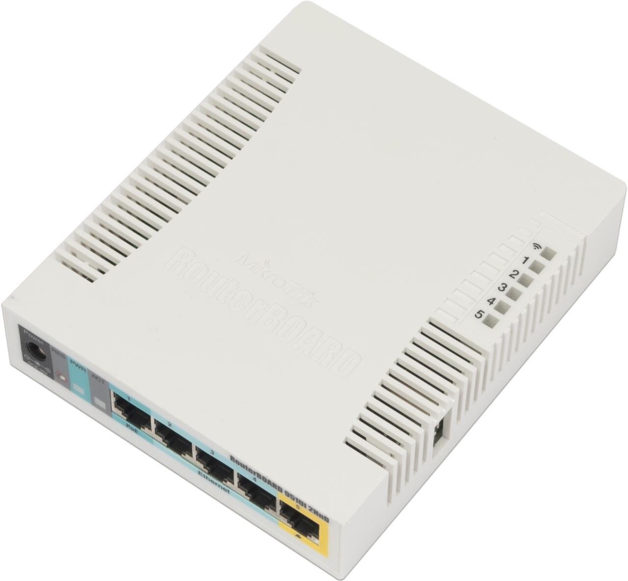RB951Ui-2HnD mit 600Mhz CPU, 128MB RAM, 5xLAN, 2.4Ghz 802b/g/n 2x2 Two Chain