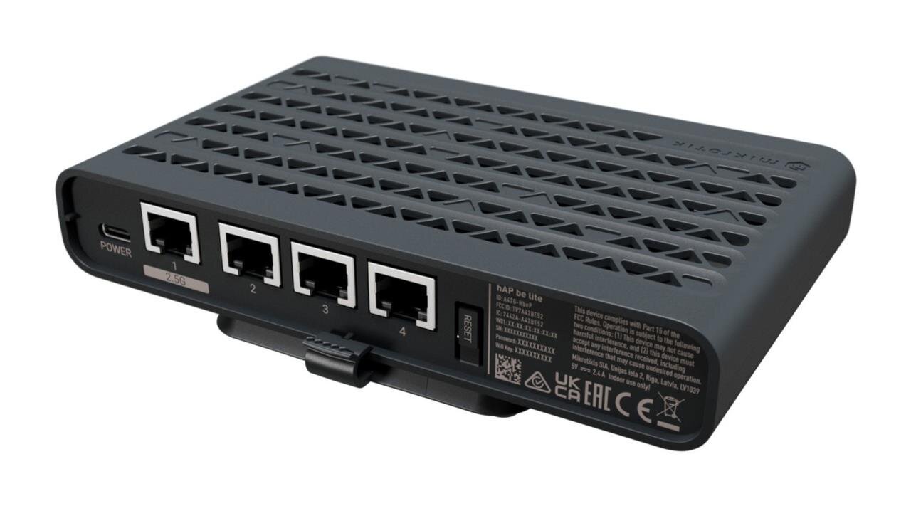 hAP be lite, Wi-Fi 7 Router & Access Point, 2.6Gbit, 2x 1GbE, USB-C Power