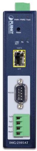 IP30 Industrial 1-Port RS232/RS422/RS485 Modbus Gateway w/ 1-Port 100BASE-FX SFP