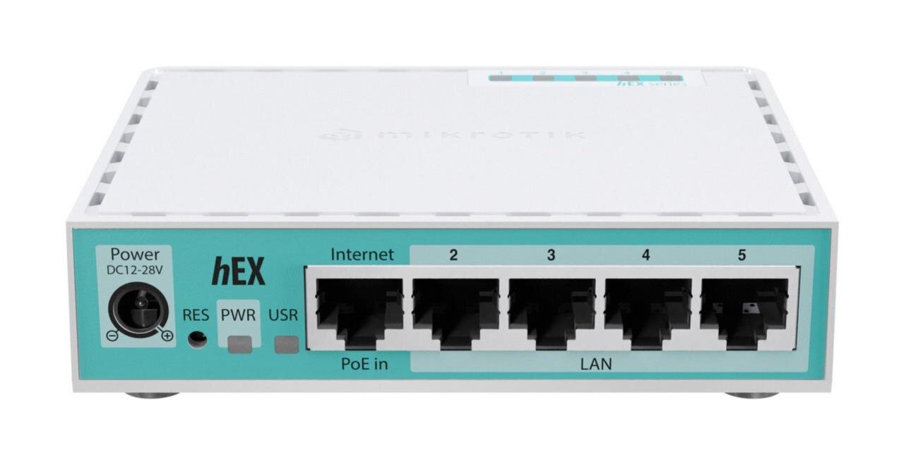 hEX refresh mit Dual Core 950 MHz CPU, 512 MB RAM, 5 Gbit LAN, RouterOS L4
