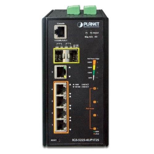 Industrial L2+/4 4+1Port Gbit 802.3at/af Ultra-PoE + 2x SFP managed Switch, IP30