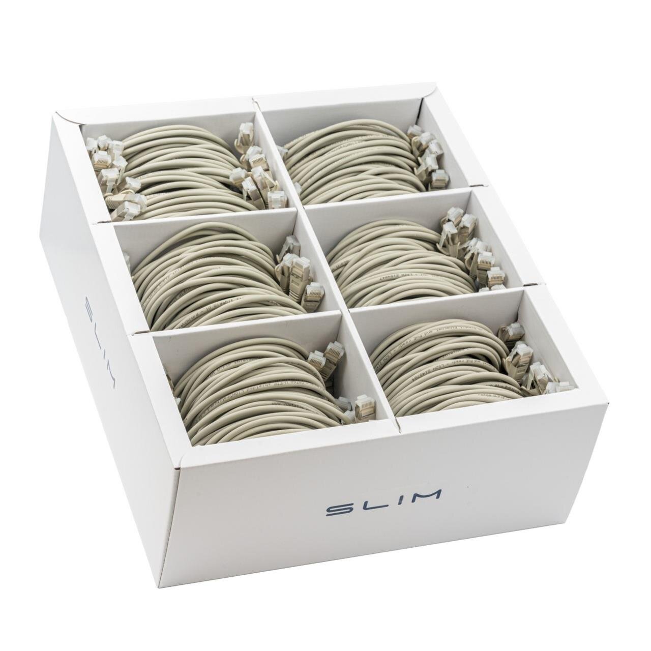 KAT6A 10 Gigabit Lightpatchkabel, 1,0m, U/FTP, Ø 3,8mm, grau, 90-Pack