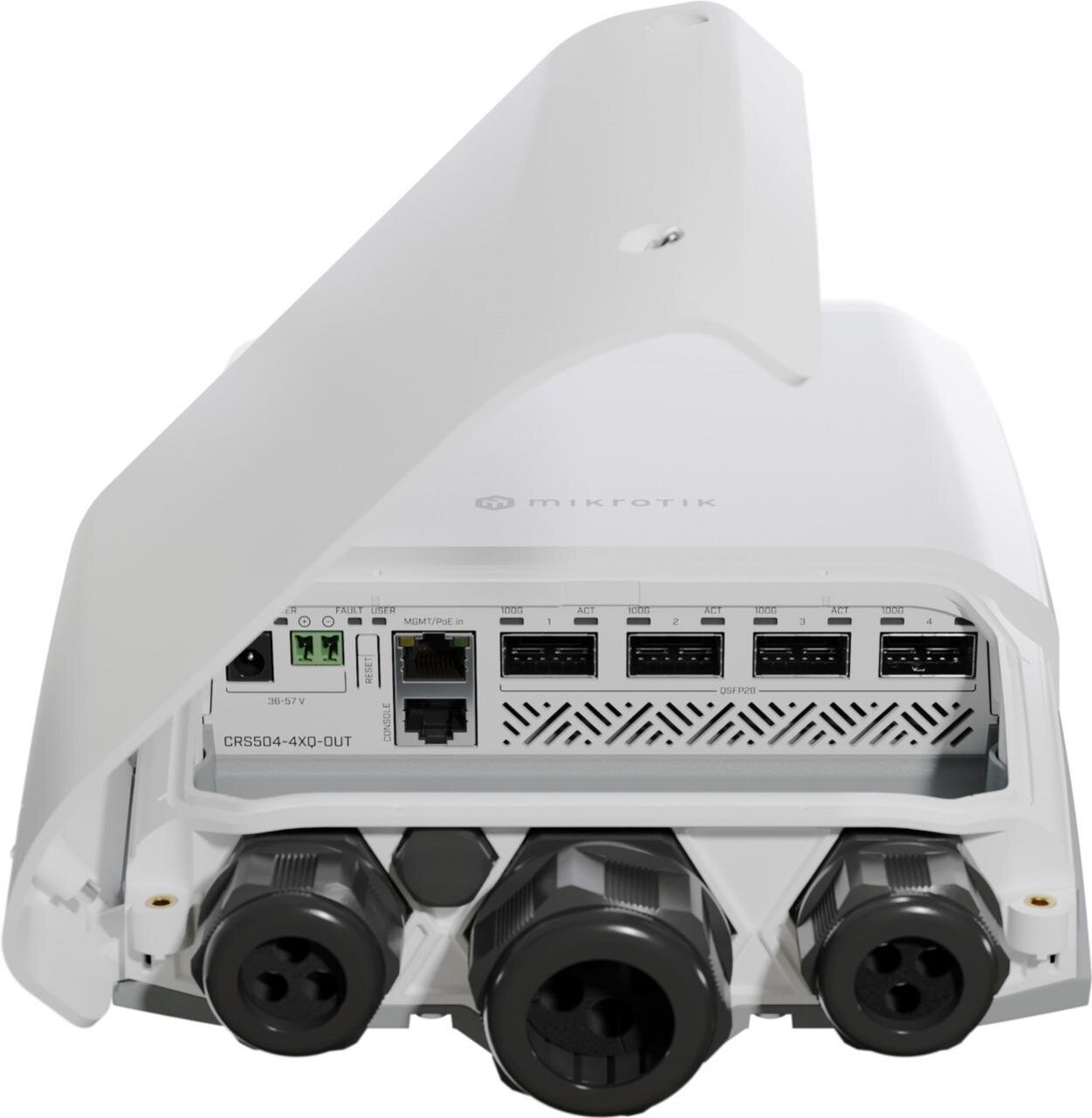 Cloud Router Switch Outdoor, 4x 100GB QSFP28, PoE in, IP66