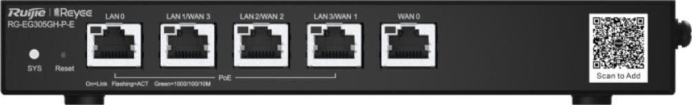 Reyee 5-Port High-Performance Cloud Managed PoE Office Router, 5x Gbit, 4x PoE