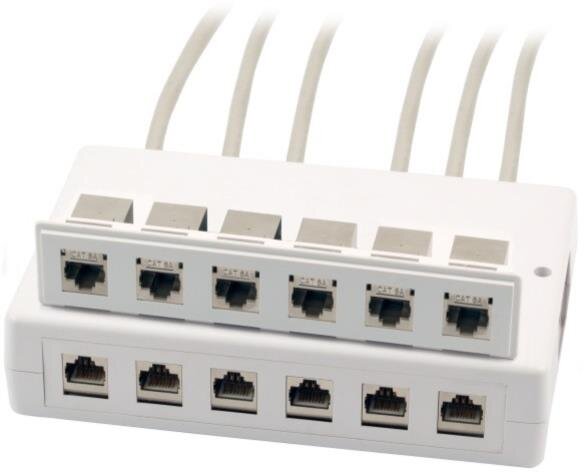 2x 6-Port Aufputzbox für Keystone Module, grau, Kunststoff