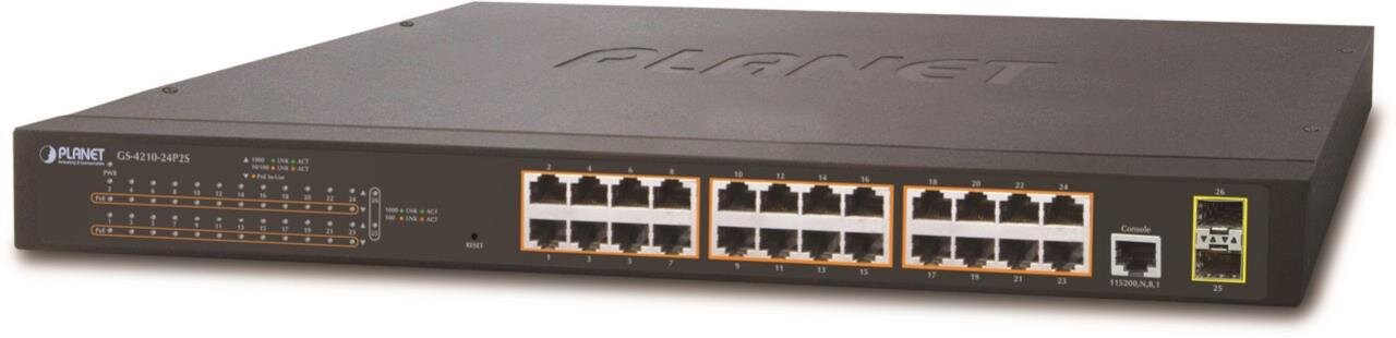 24-Port Managed 802.3at POE+ Gbit Ethernet + 2-Port SFP