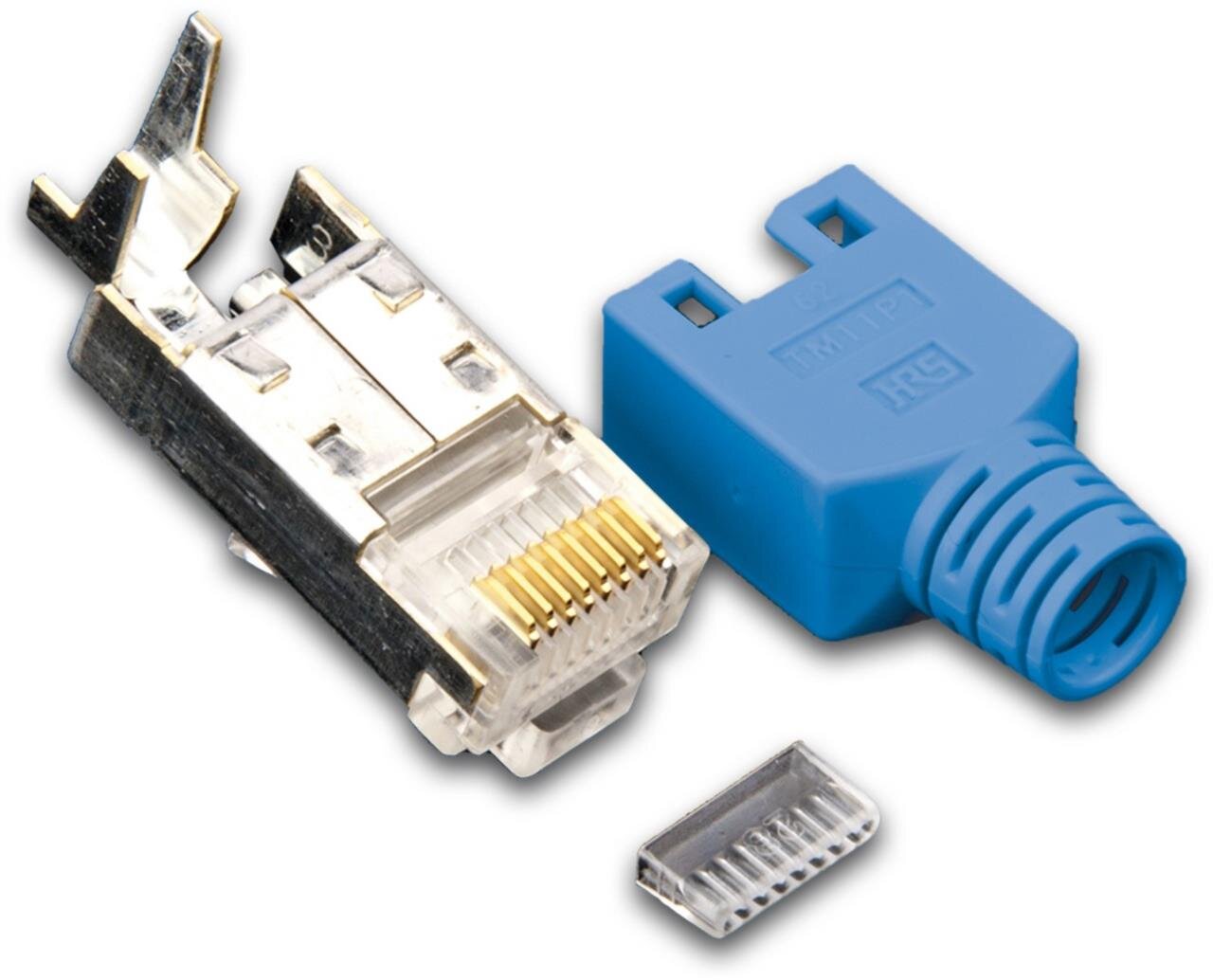 RJ45 KAT5e TM11 Stecker inkl. Knickschutztülle, blau, 50-Pack