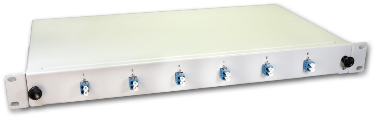 LWL Spleissbox, 12 Fasern, 6x DLC Singlemode, 9/125µm OS2 G657.A1 Pigtail