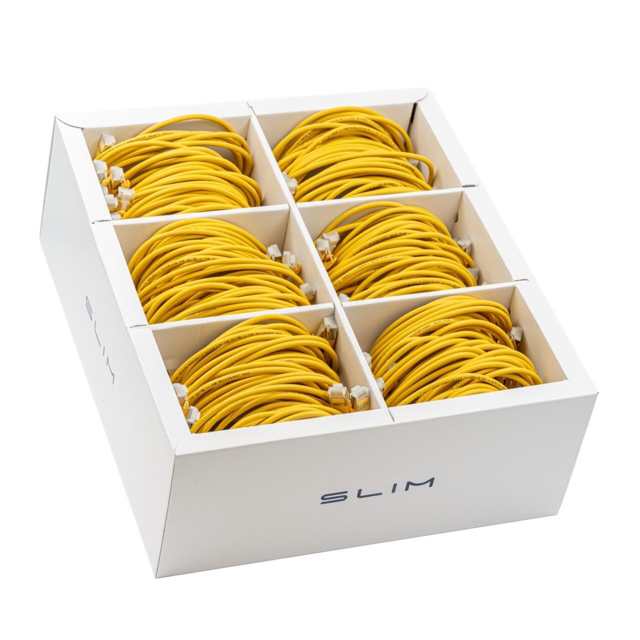 KAT6A 10 Gigabit Lightpatchkabel, 1,0m, U/FTP, Ø 3,8mm, gelb, 90-Pack