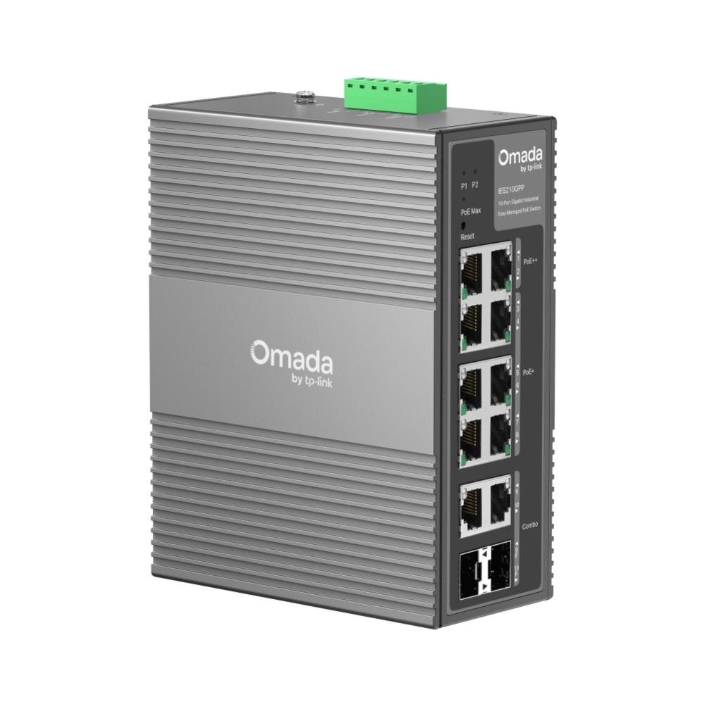Omada 10-Port Gigabit Industrial Easy Managed Switch, 6-Port PoE+ & 2-Port PoE++