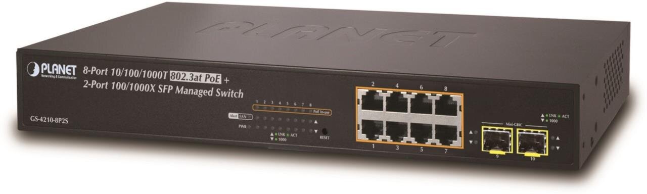 8-Port Managed 802.3at POE+ Gbit + 2Port SFP Managed Switch