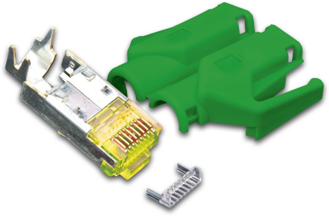 RJ45 KAT6A TM31 Stecker inkl. Knickschutztülle, grün, 50-Pack
