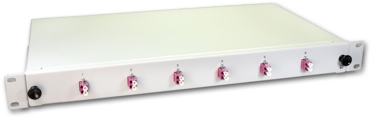 LWL Spleissbox, 12 Fasern, 6x DLC Multimode, 50/125µm OM4 Pigtail