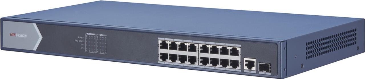 DS-3E0518P-E - 16x 1GB + 1x SFP PoE Switch, IEEE 802.3af/at, 230W