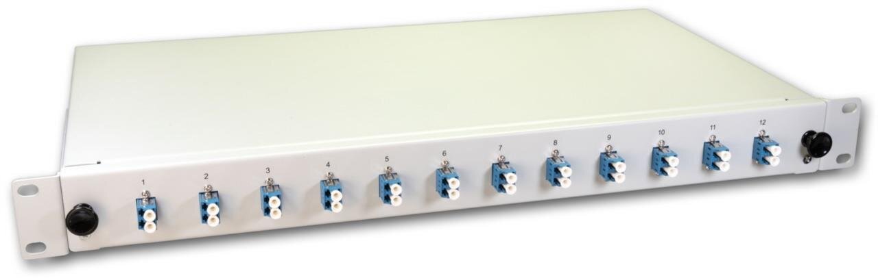 LWL Spleissbox, 24 Fasern, 12x DLC Singlemode, 9/125µm OS2 G657.A1 Pigtail