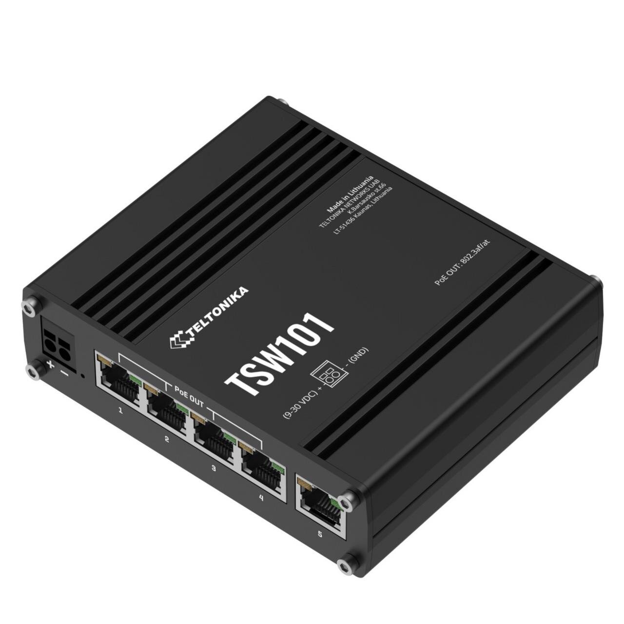 IP30 Industrie 5-Port 1Gbit PoE+ unmanaged Switch, -40°C - +75°C