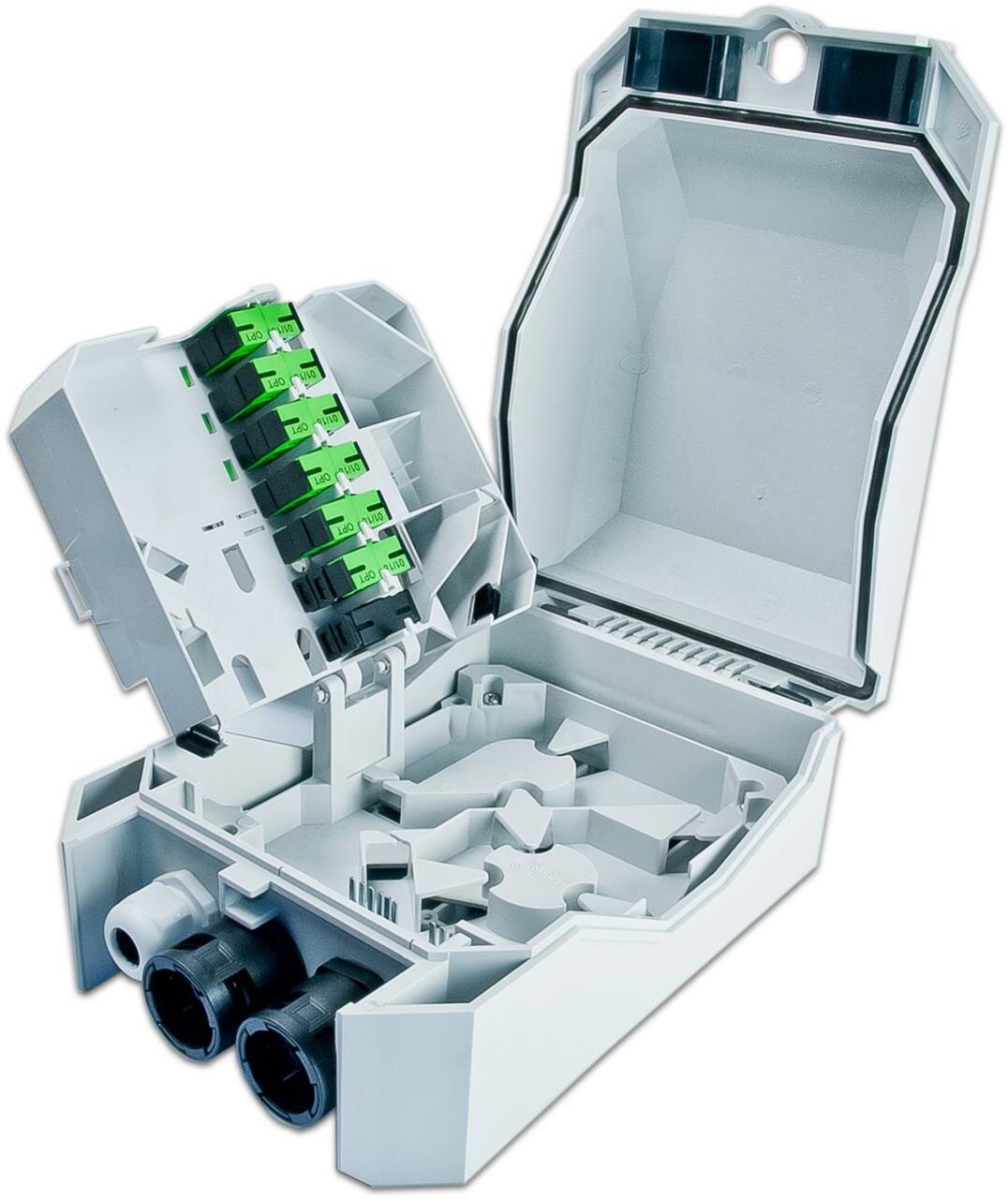 FTTx IP55 Wand Patch-/Spleissbox kompakt, inkl. Spleisskassetten, 22 Kupplungen