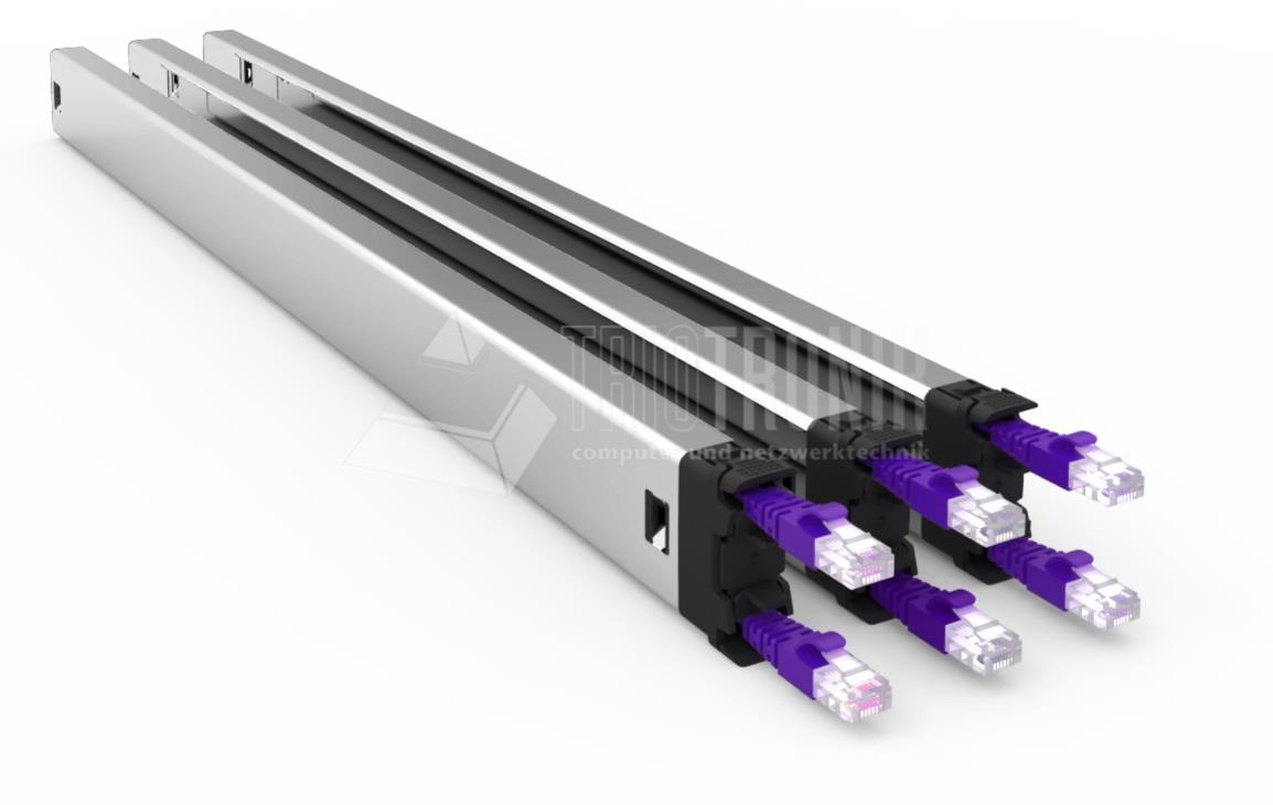 PATCHBOX®Plus+ Kassette mit KAT6 STP Slim-Patchkabel, 1,7 m, 3er-Pack, violett