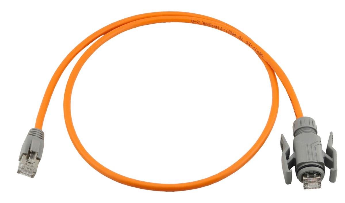 Industrial Patchkabel KAT6A, Anti-UV PUR Mantel, S/FTP, orange, 1x IP67 