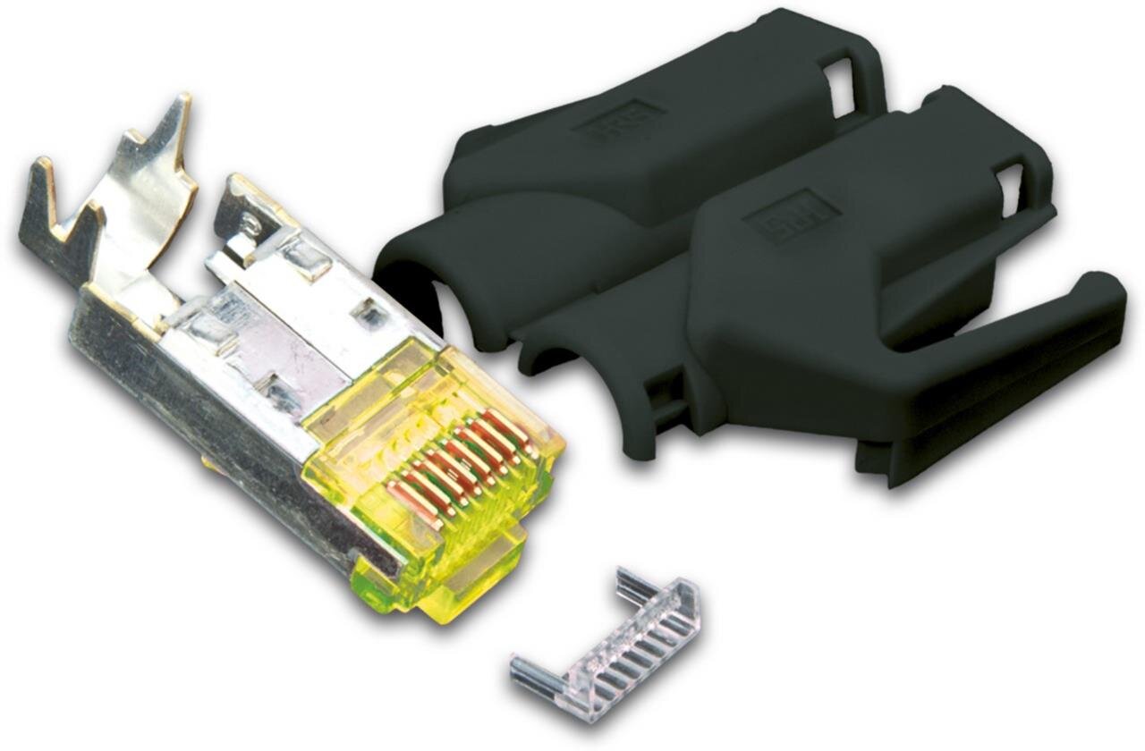 RJ45 KAT6A TM31 Stecker inkl. Knickschutztülle, schwarz, 50-Pack