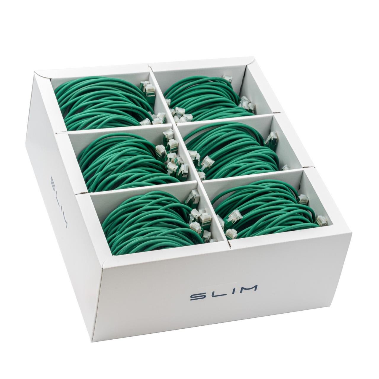 KAT6A 10 Gigabit Lightpatchkabel, 2,0m, U/FTP, Ø 3,8mm, grün, 60-Pack