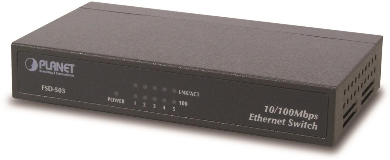 5-Port 10/100Mbps Fast Ethernet Switch, Metal