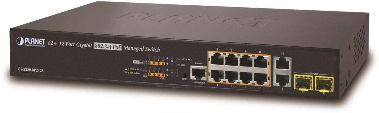 L2+ 10-Port 802.3at PoE + 2-Port SFP Managed Switch
