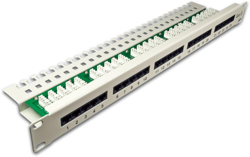 25-Port ISDN Panel, 1HE, lichtgrau